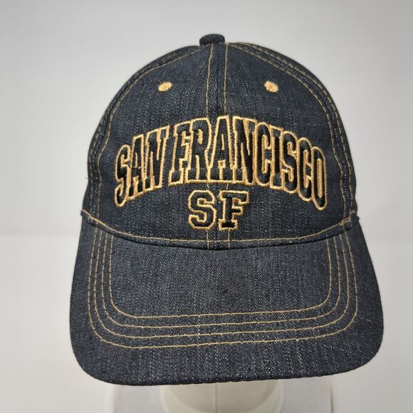 San Francisco SF Strapback Hat Blue One Size Adjustable Embroidered Lanza Cotton - Picture 2 of 9
